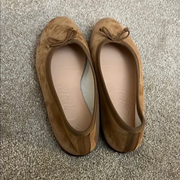 J. Crew Tan Suede Ballet Flats with Bow Detail - Picture 2 of 4